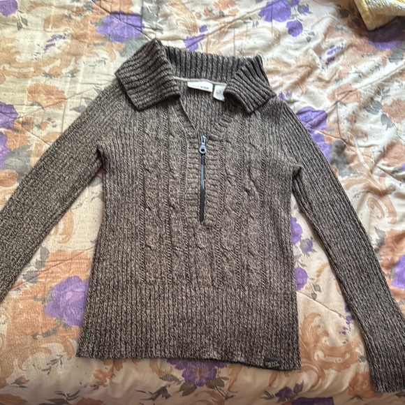 Dkny Sweaters - DKNY Taupe Cable Knit Turtleneck Sweater